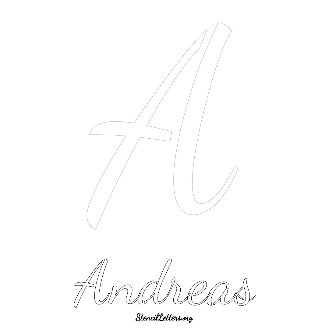 Andreas printable name initial stencil in Cursive Script Lettering