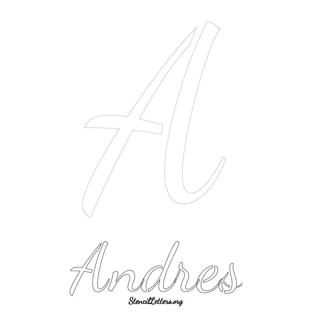 Andres printable name initial stencil in Cursive Script Lettering