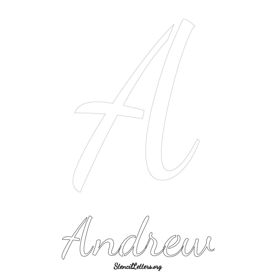 Andrew printable name initial stencil in Cursive Script Lettering