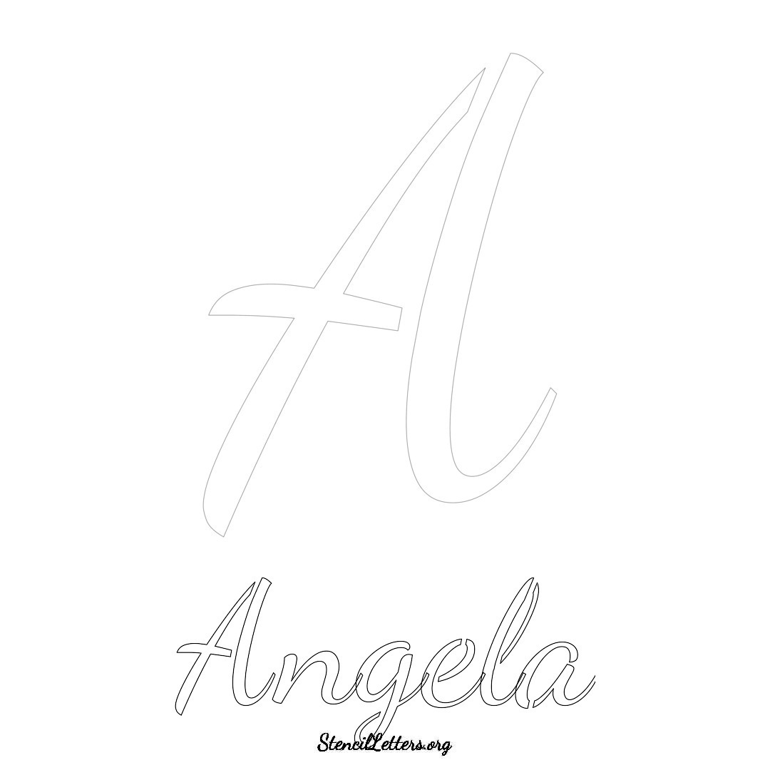 Angela printable name initial stencil in Cursive Script Lettering