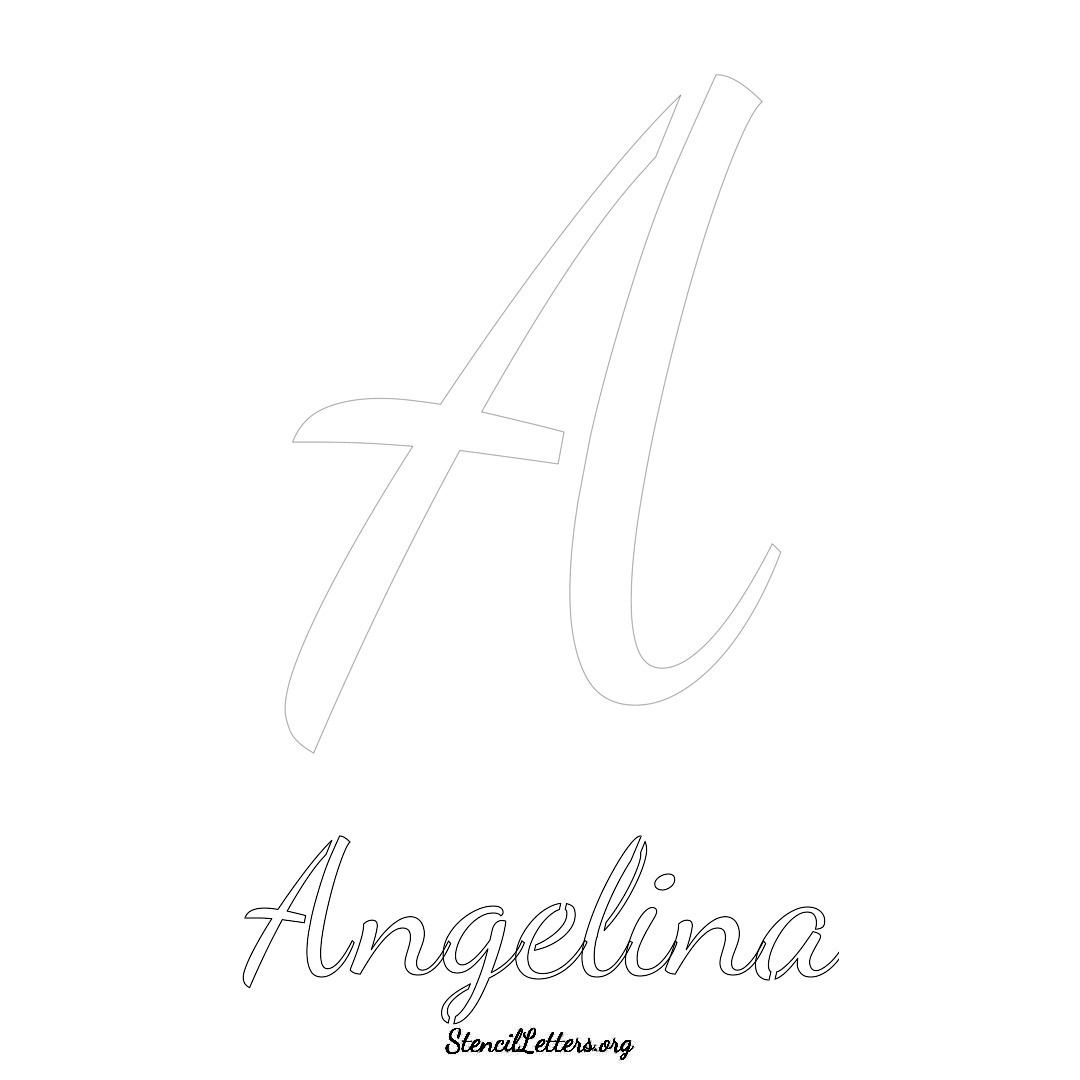 Angelina printable name initial stencil in Cursive Script Lettering