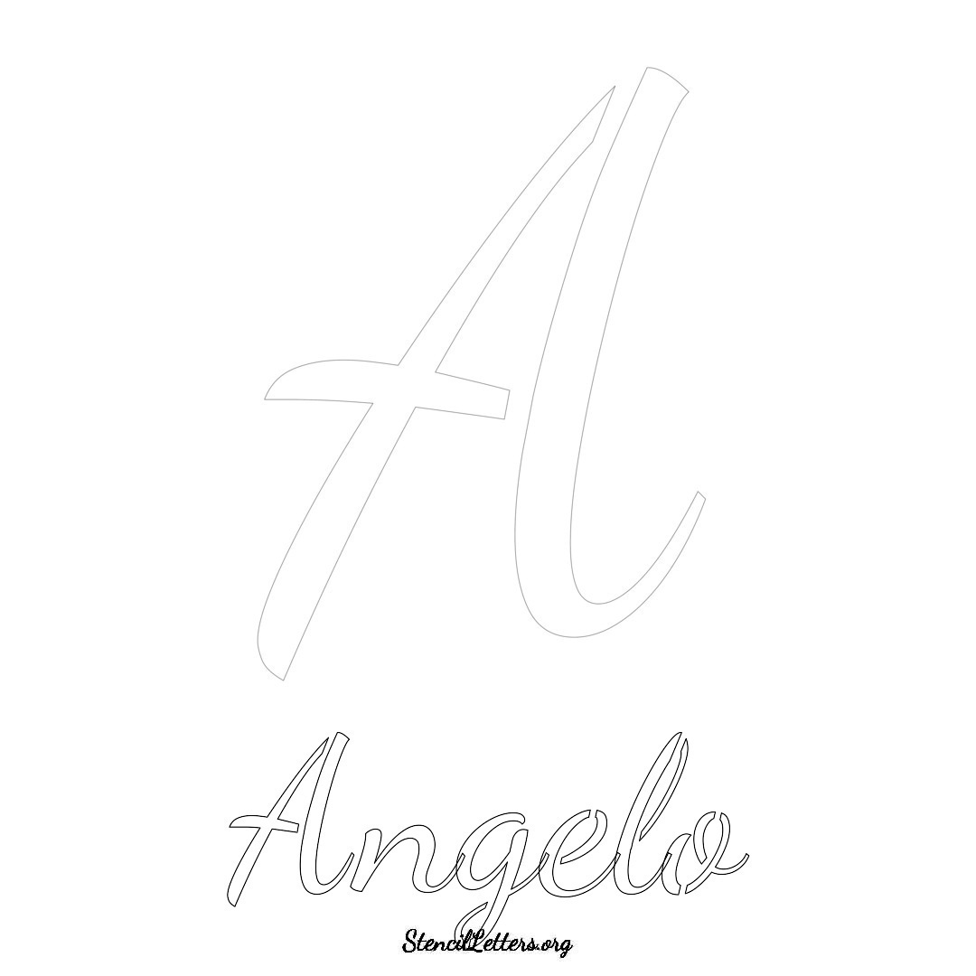 Angelo printable name initial stencil in Cursive Script Lettering