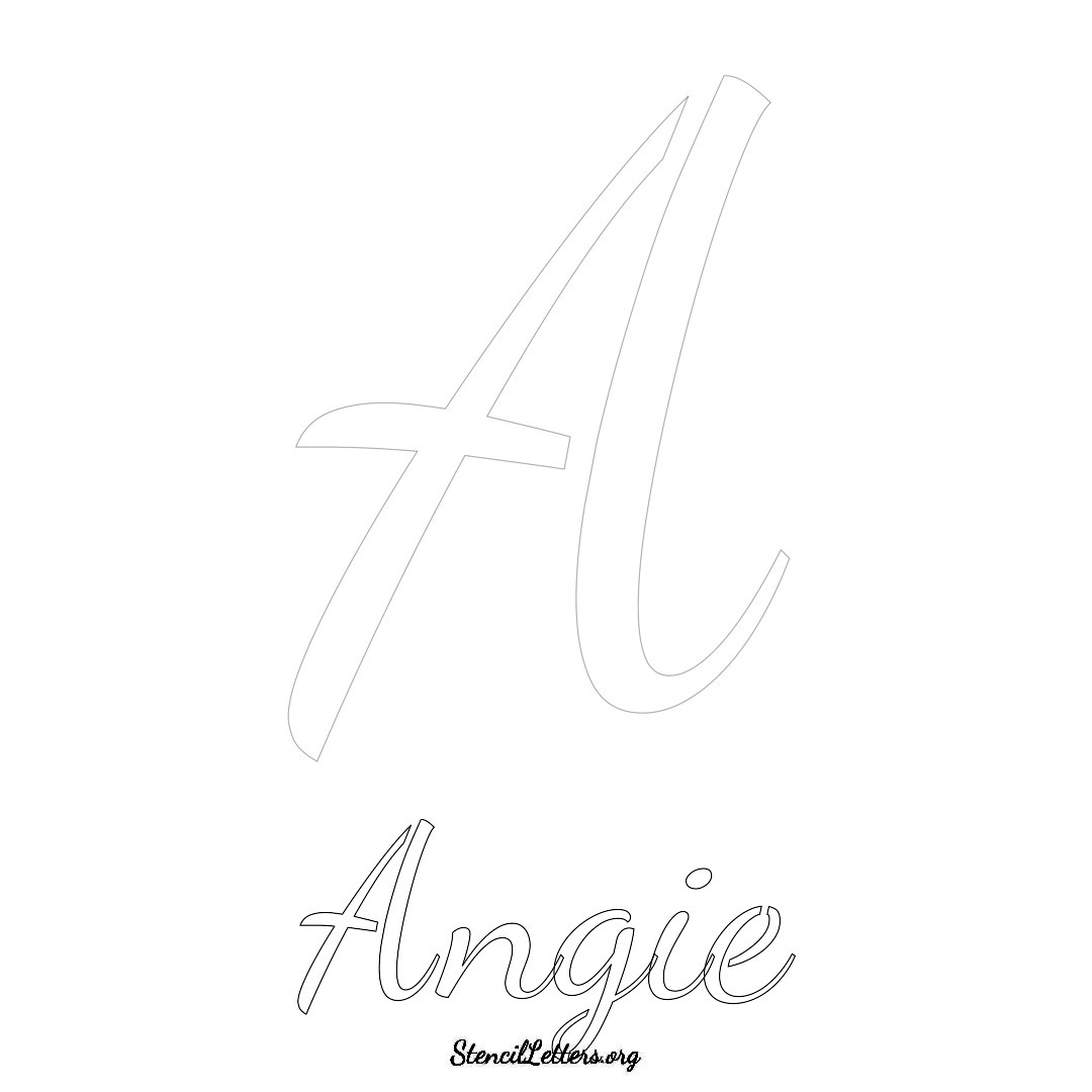 Angie printable name initial stencil in Cursive Script Lettering