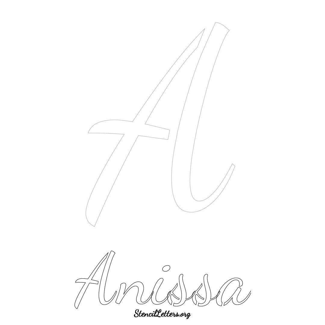 Anissa printable name initial stencil in Cursive Script Lettering