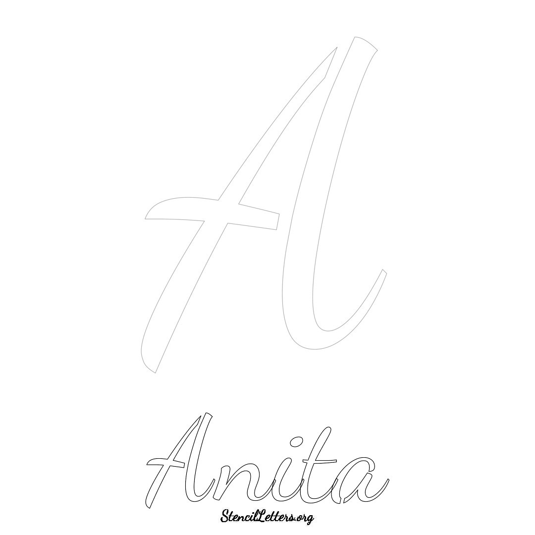 Anita printable name initial stencil in Cursive Script Lettering