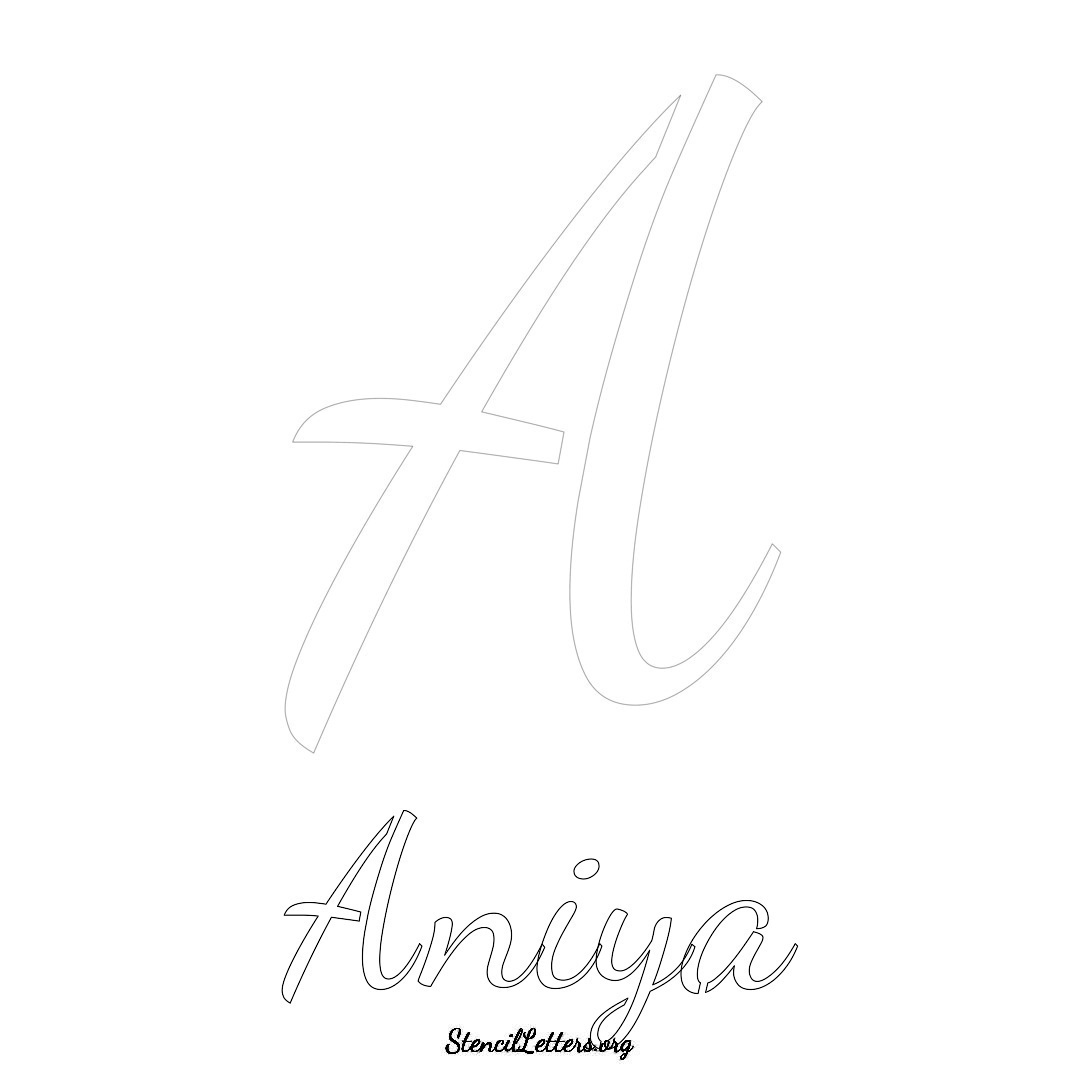 Aniya printable name initial stencil in Cursive Script Lettering