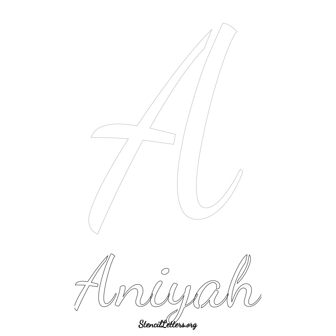 Aniyah printable name initial stencil in Cursive Script Lettering