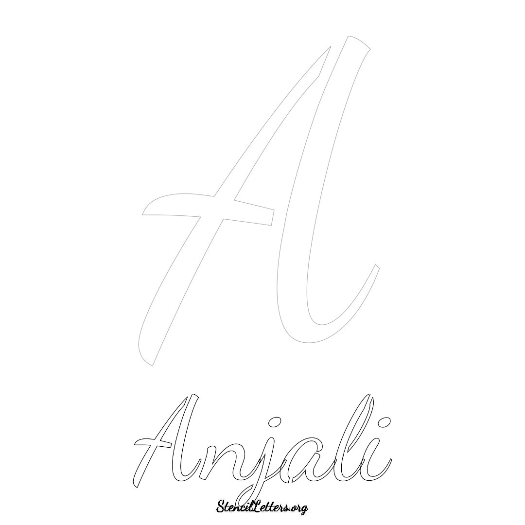 Anjali printable name initial stencil in Cursive Script Lettering