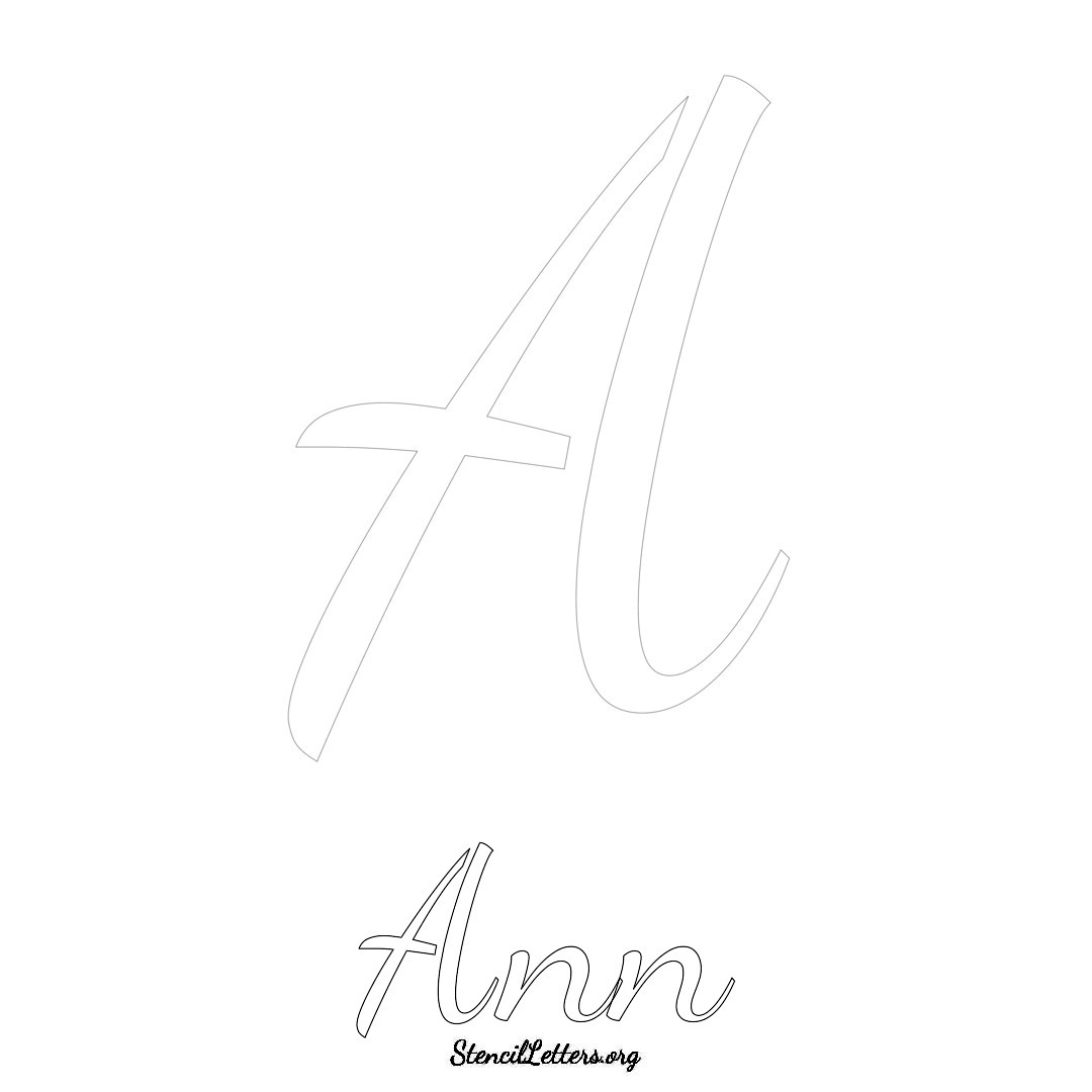 Ann printable name initial stencil in Cursive Script Lettering
