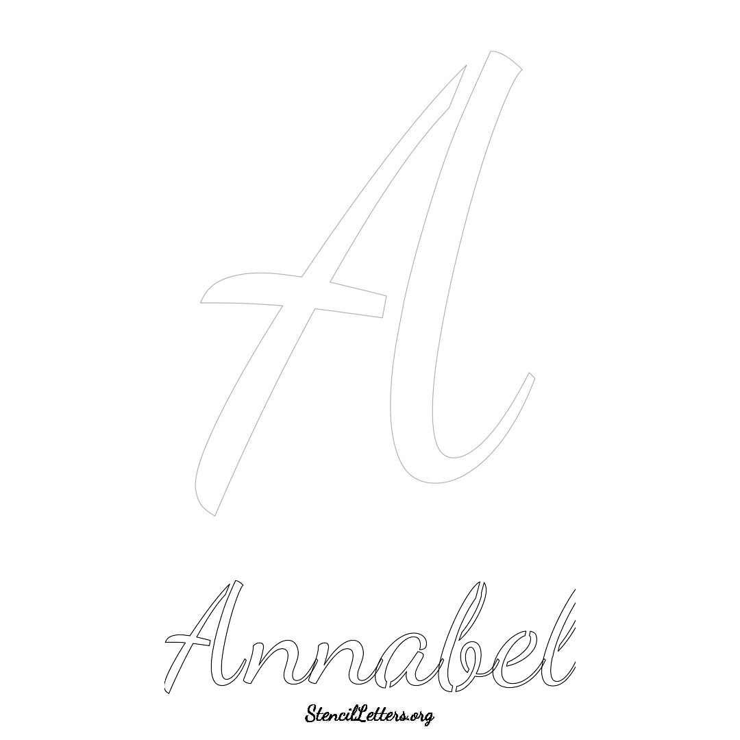 Annabel printable name initial stencil in Cursive Script Lettering