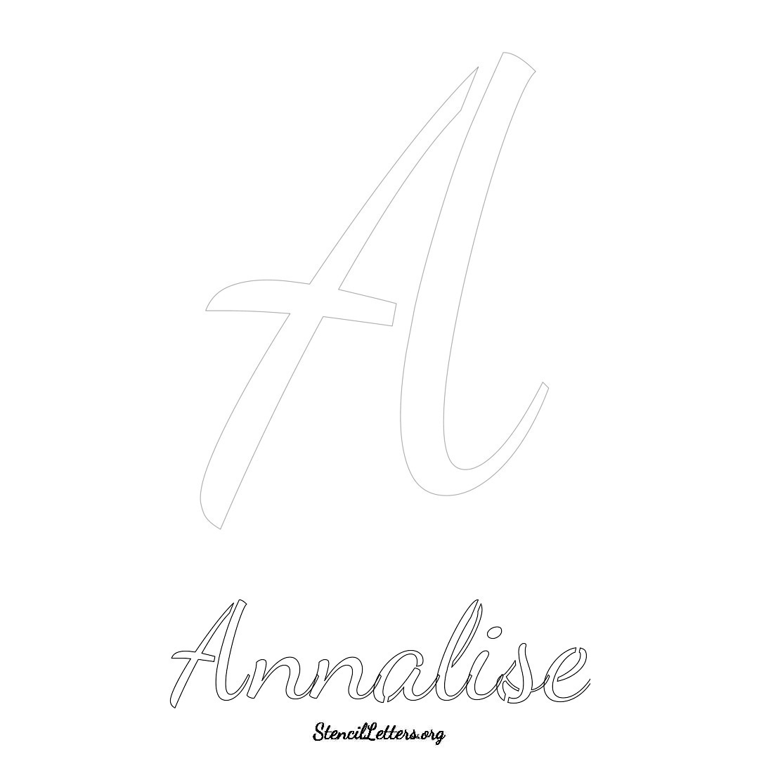 Annalise printable name initial stencil in Cursive Script Lettering