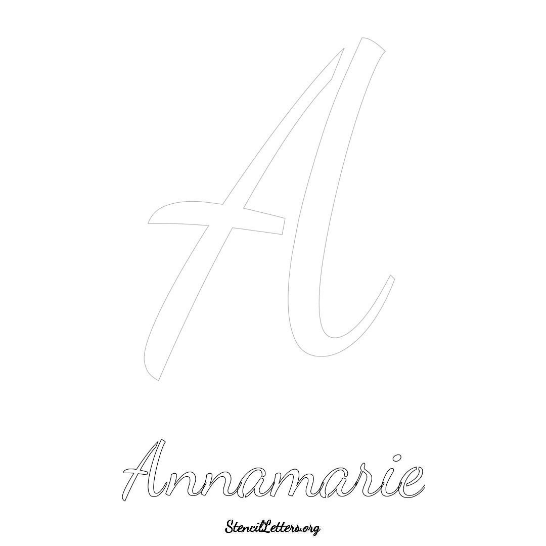 Annamarie printable name initial stencil in Cursive Script Lettering