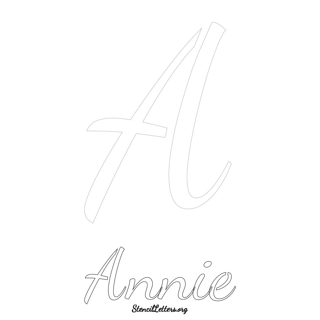 Annie printable name initial stencil in Cursive Script Lettering