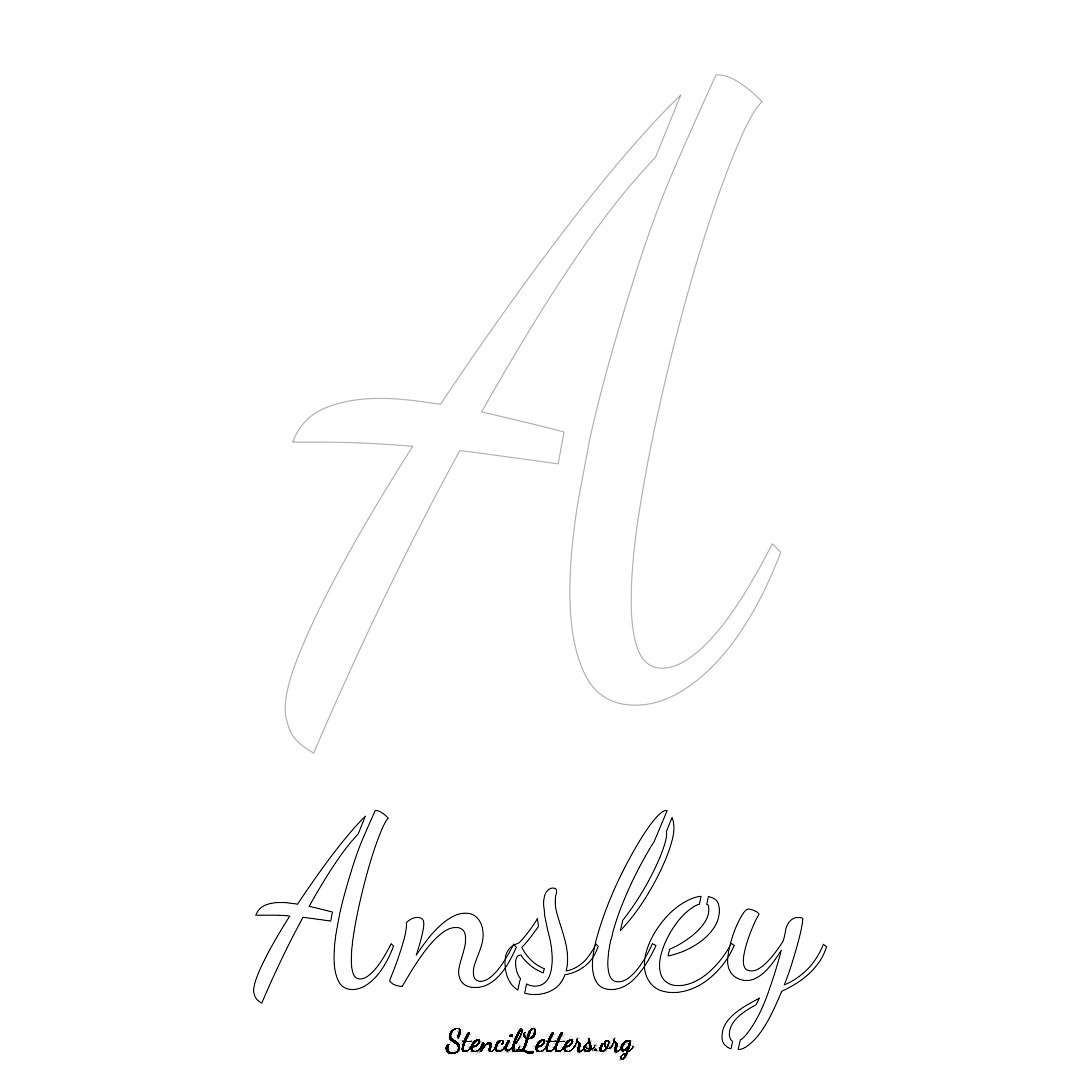 Ansley printable name initial stencil in Cursive Script Lettering