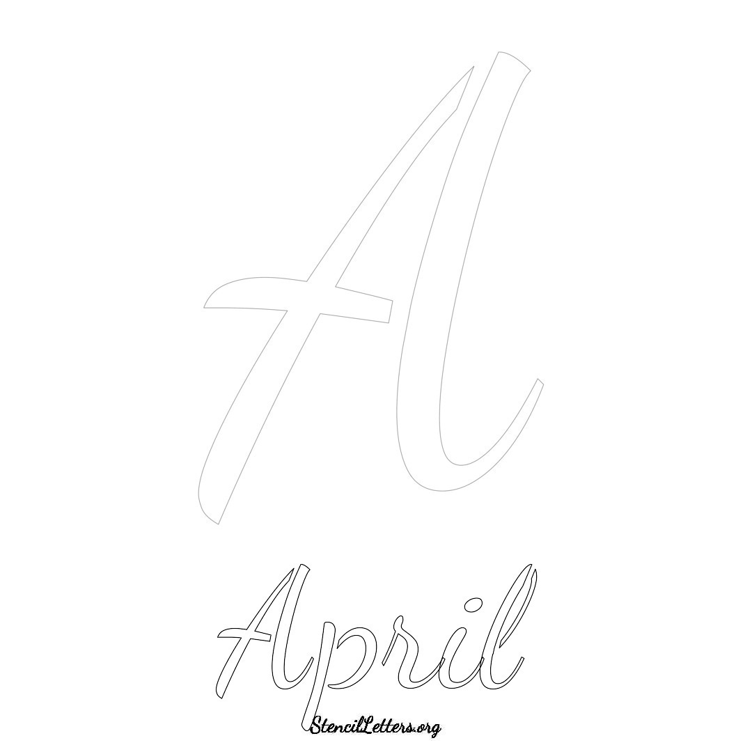 April printable name initial stencil in Cursive Script Lettering