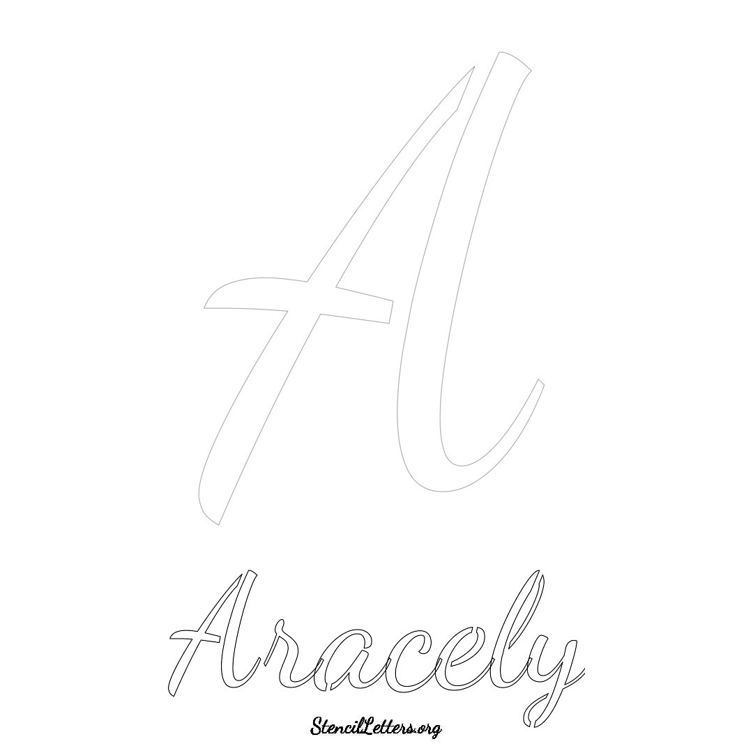 Aracely printable name initial stencil in Cursive Script Lettering