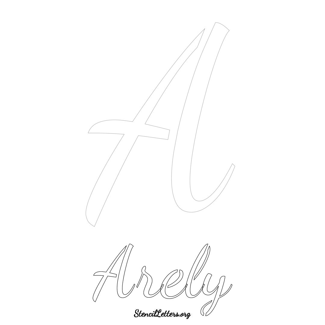 Arely printable name initial stencil in Cursive Script Lettering