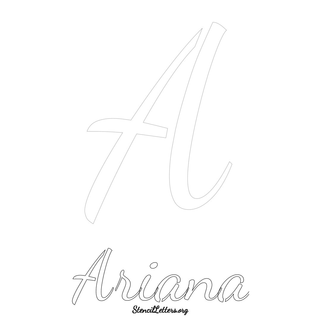 Ariana printable name initial stencil in Cursive Script Lettering