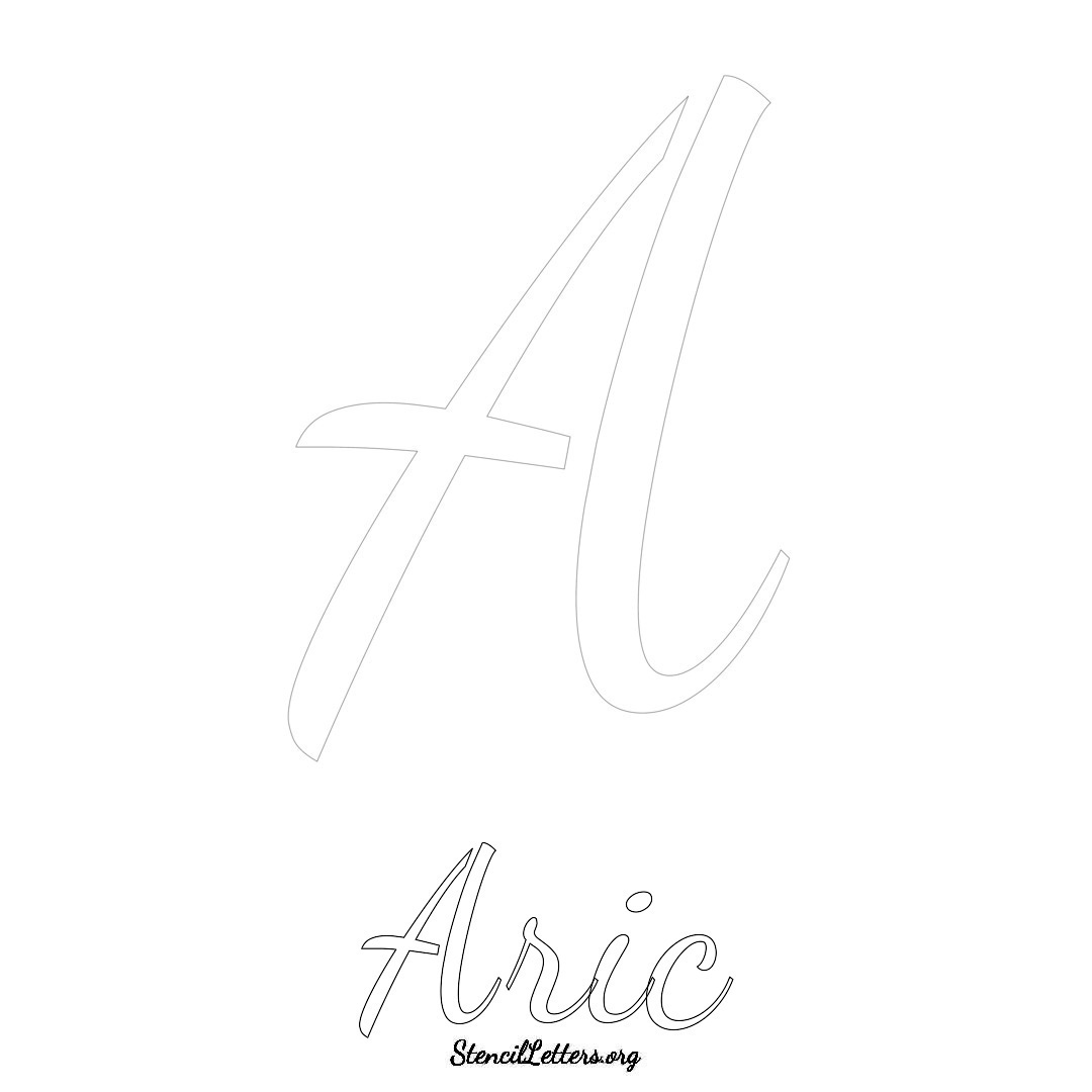 Aric printable name initial stencil in Cursive Script Lettering