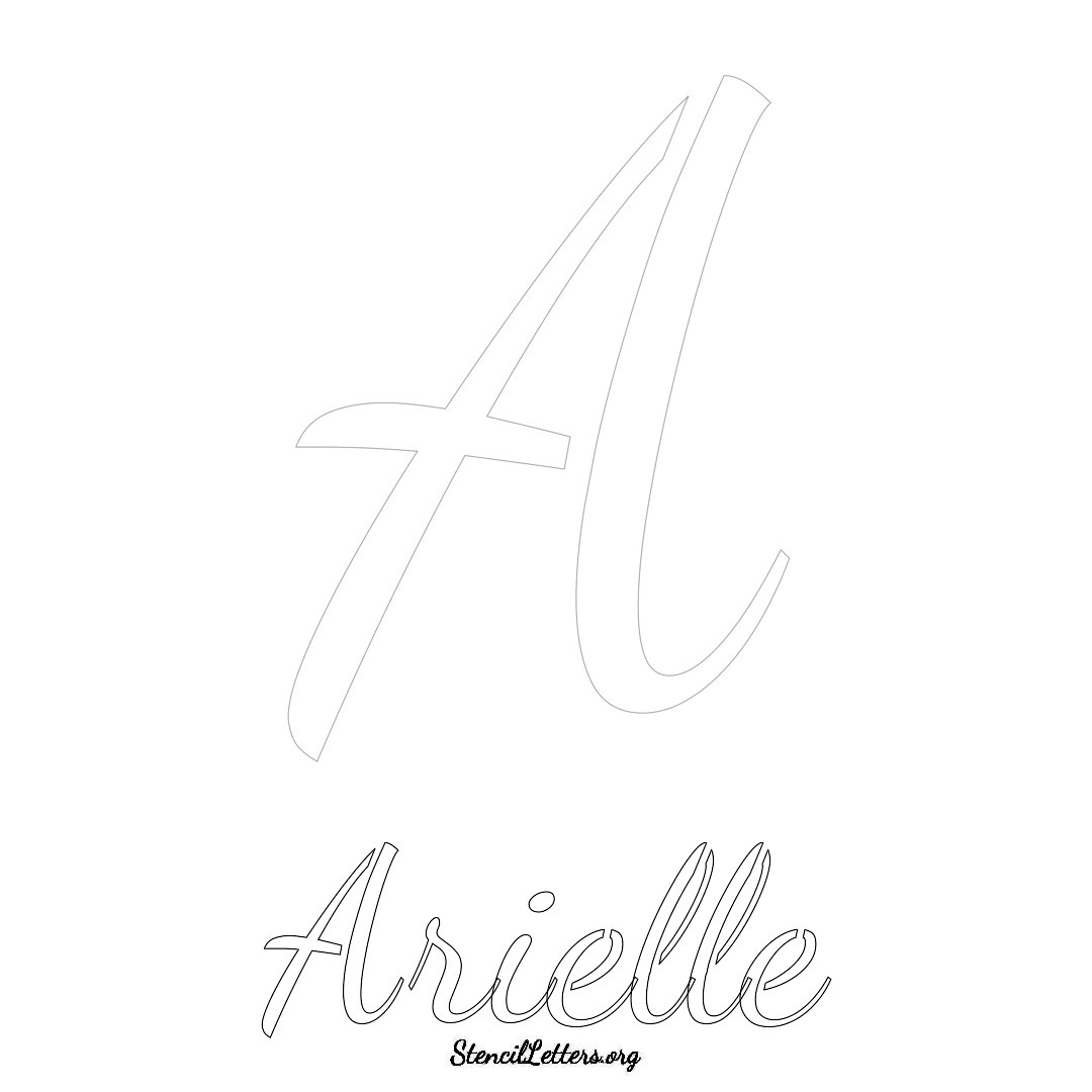 Arielle printable name initial stencil in Cursive Script Lettering