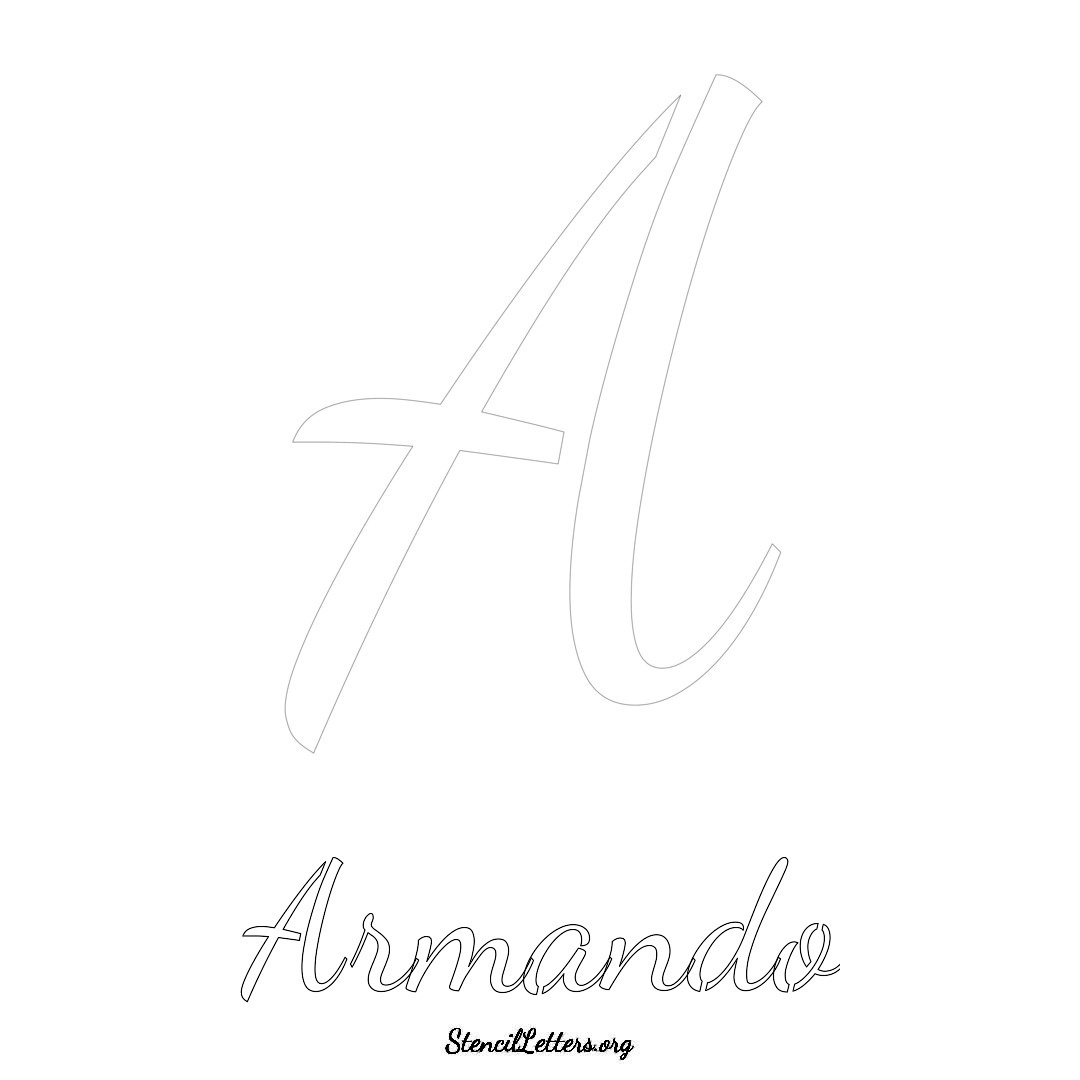 Armando printable name initial stencil in Cursive Script Lettering