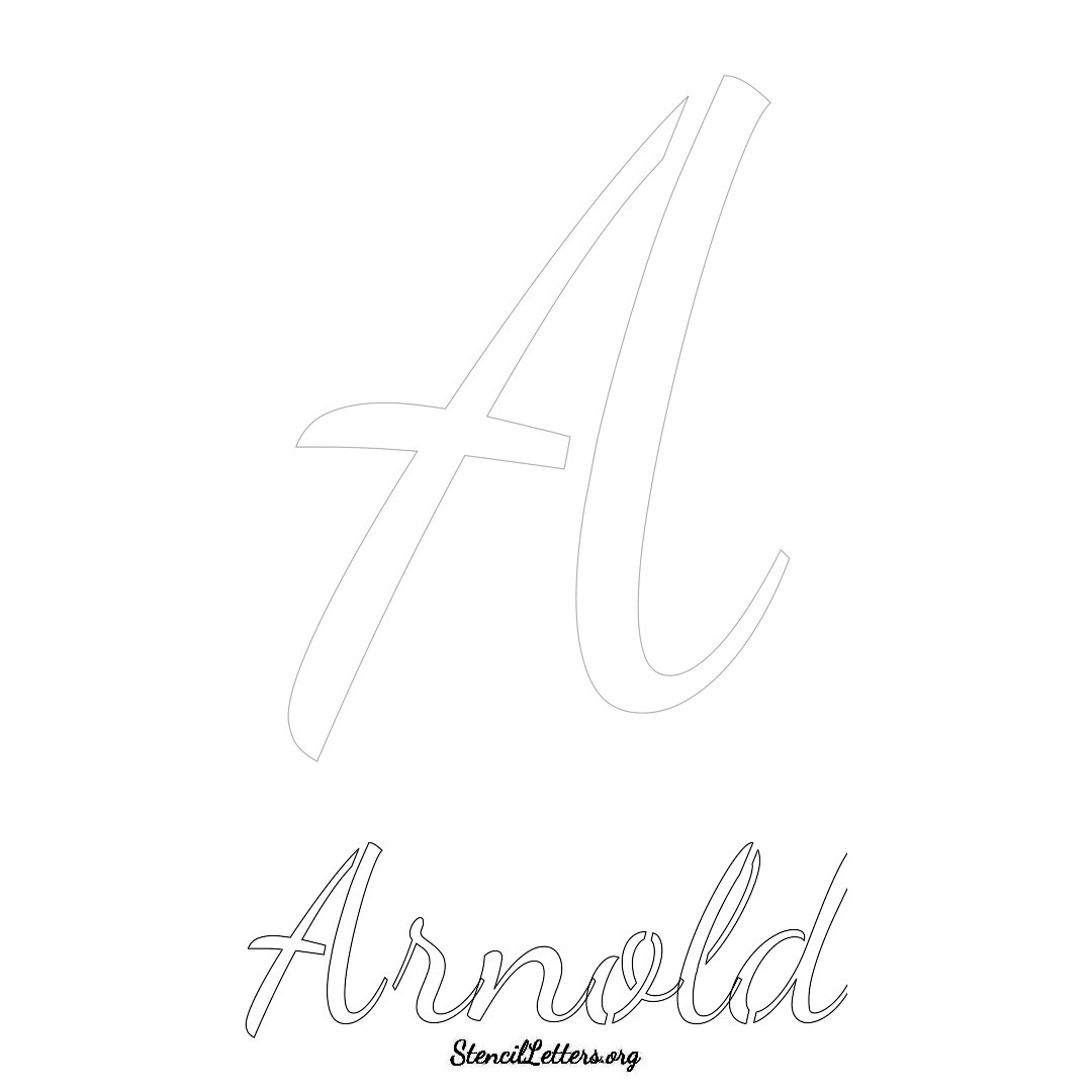 Arnold printable name initial stencil in Cursive Script Lettering