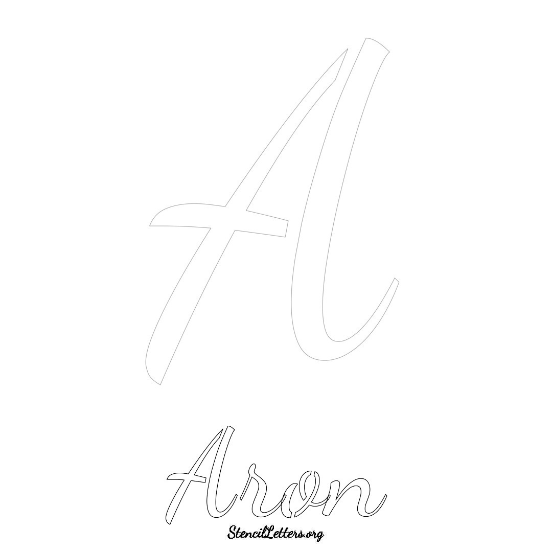 Aron printable name initial stencil in Cursive Script Lettering