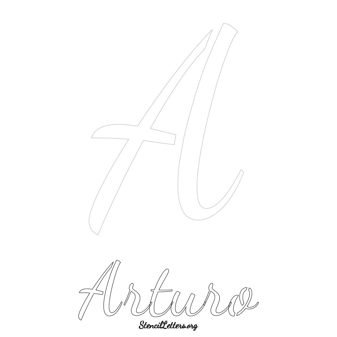 Arturo printable name initial stencil in Cursive Script Lettering
