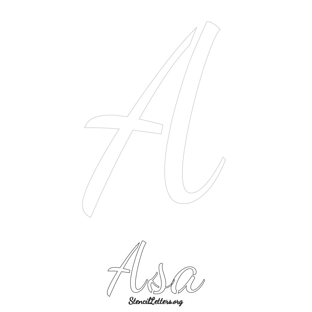 Asa printable name initial stencil in Cursive Script Lettering