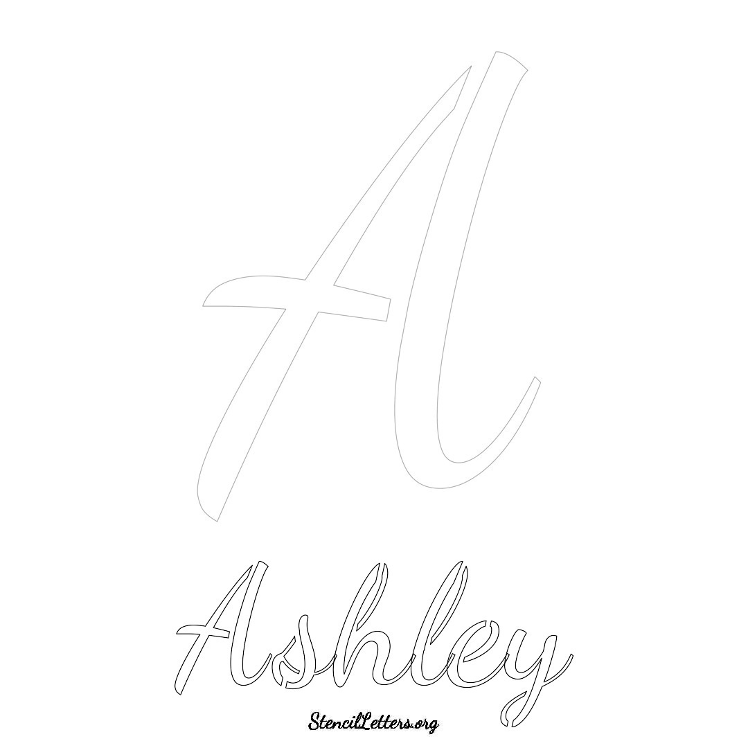 Ashley printable name initial stencil in Cursive Script Lettering