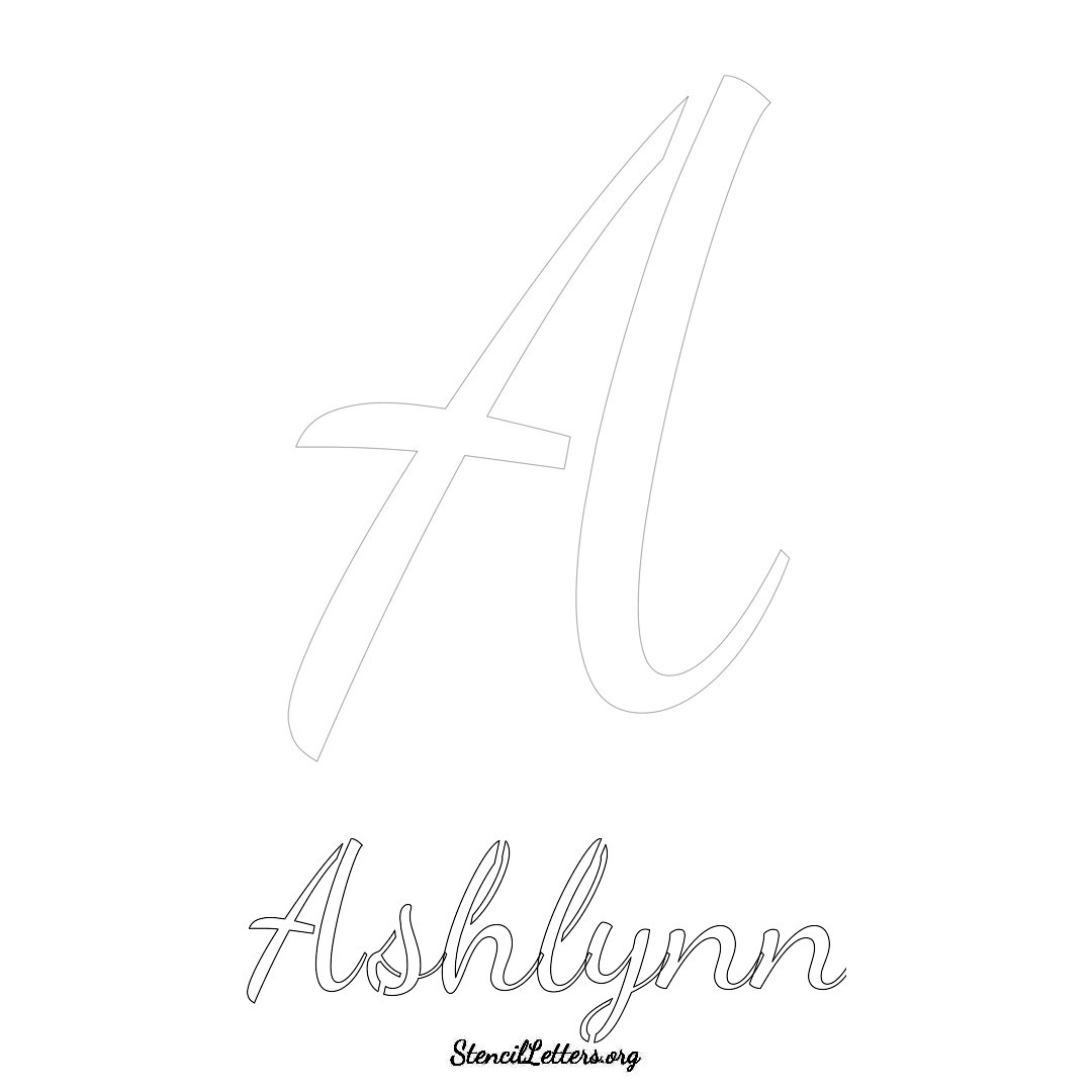 Ashlynn printable name initial stencil in Cursive Script Lettering