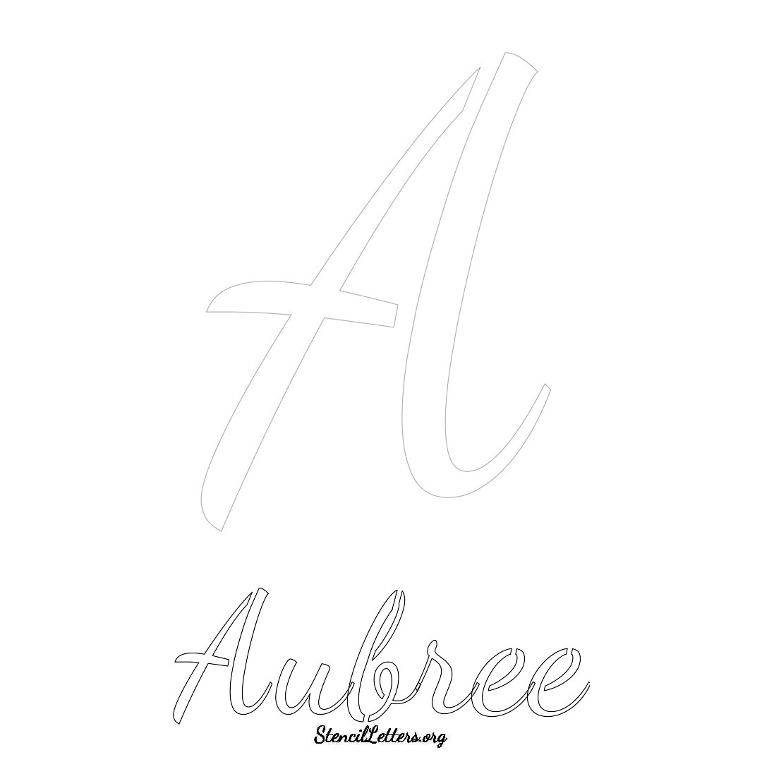 Aubree printable name initial stencil in Cursive Script Lettering