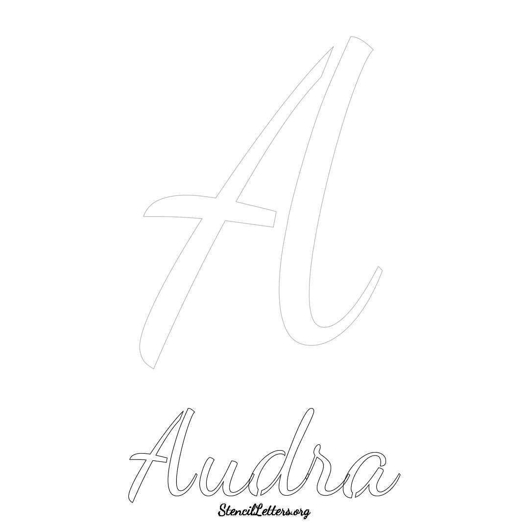 Audra printable name initial stencil in Cursive Script Lettering