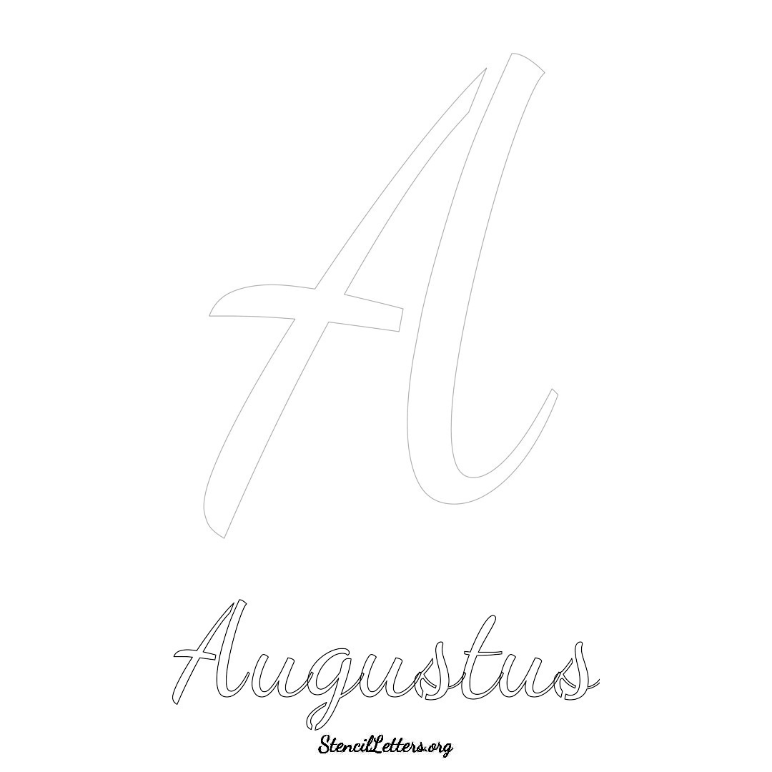 Augustus printable name initial stencil in Cursive Script Lettering