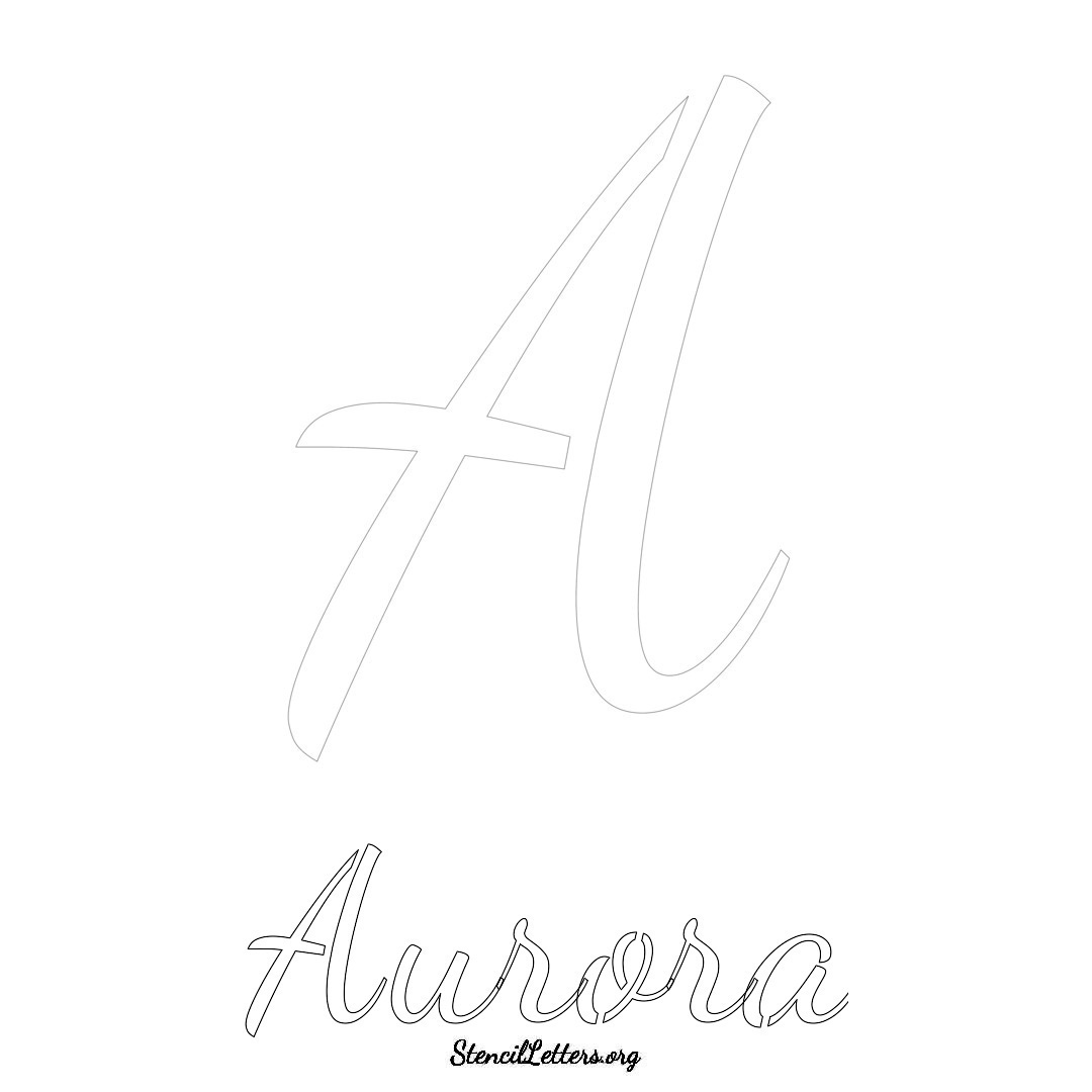 Aurora printable name initial stencil in Cursive Script Lettering