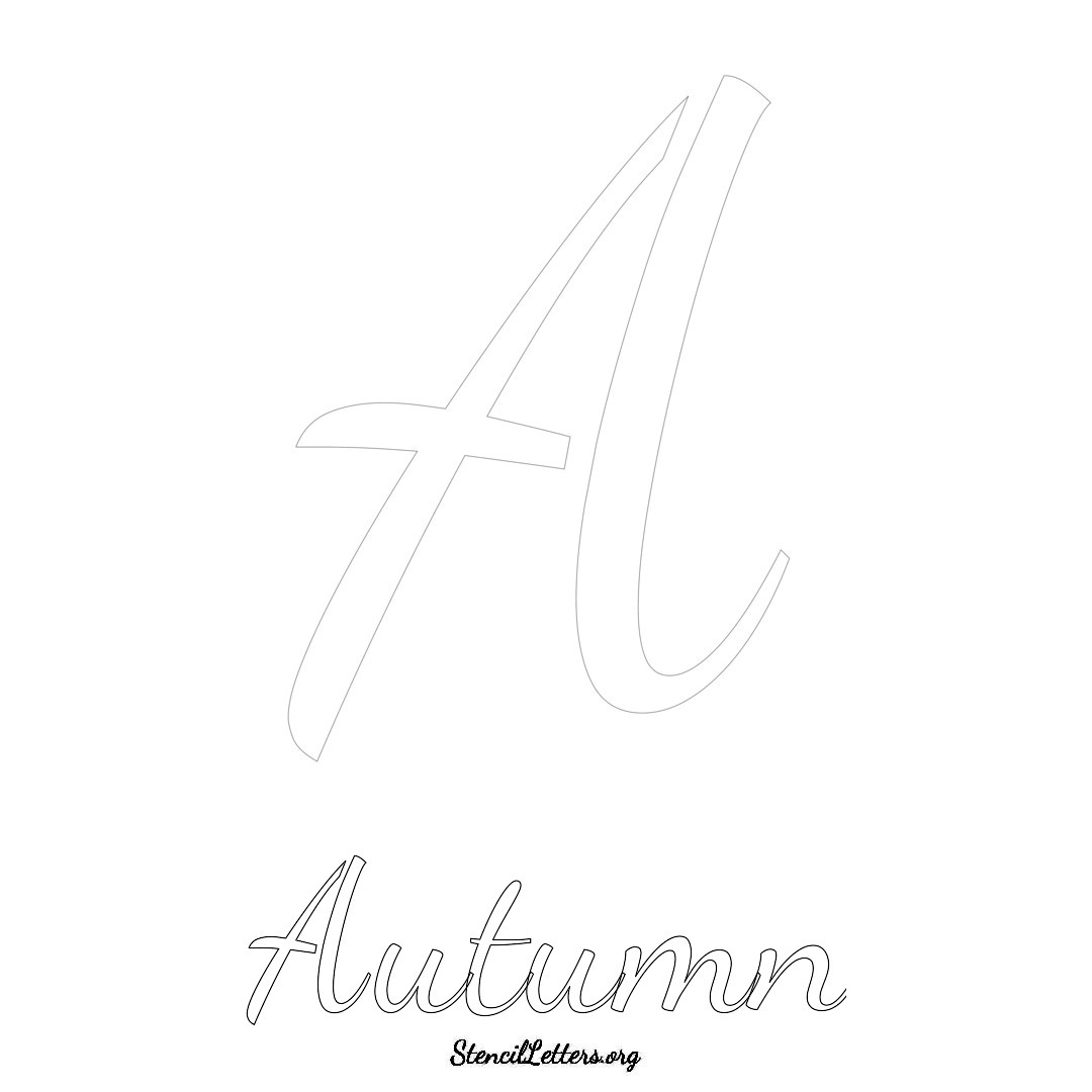 Autumn printable name initial stencil in Cursive Script Lettering