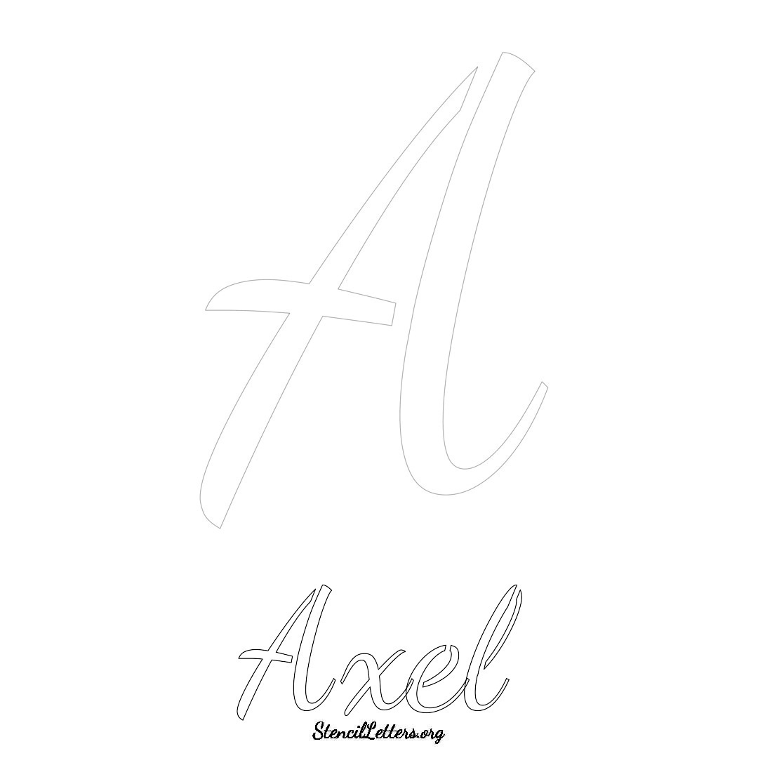 Axel printable name initial stencil in Cursive Script Lettering