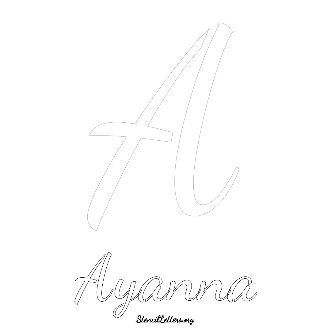 Ayanna printable name initial stencil in Cursive Script Lettering