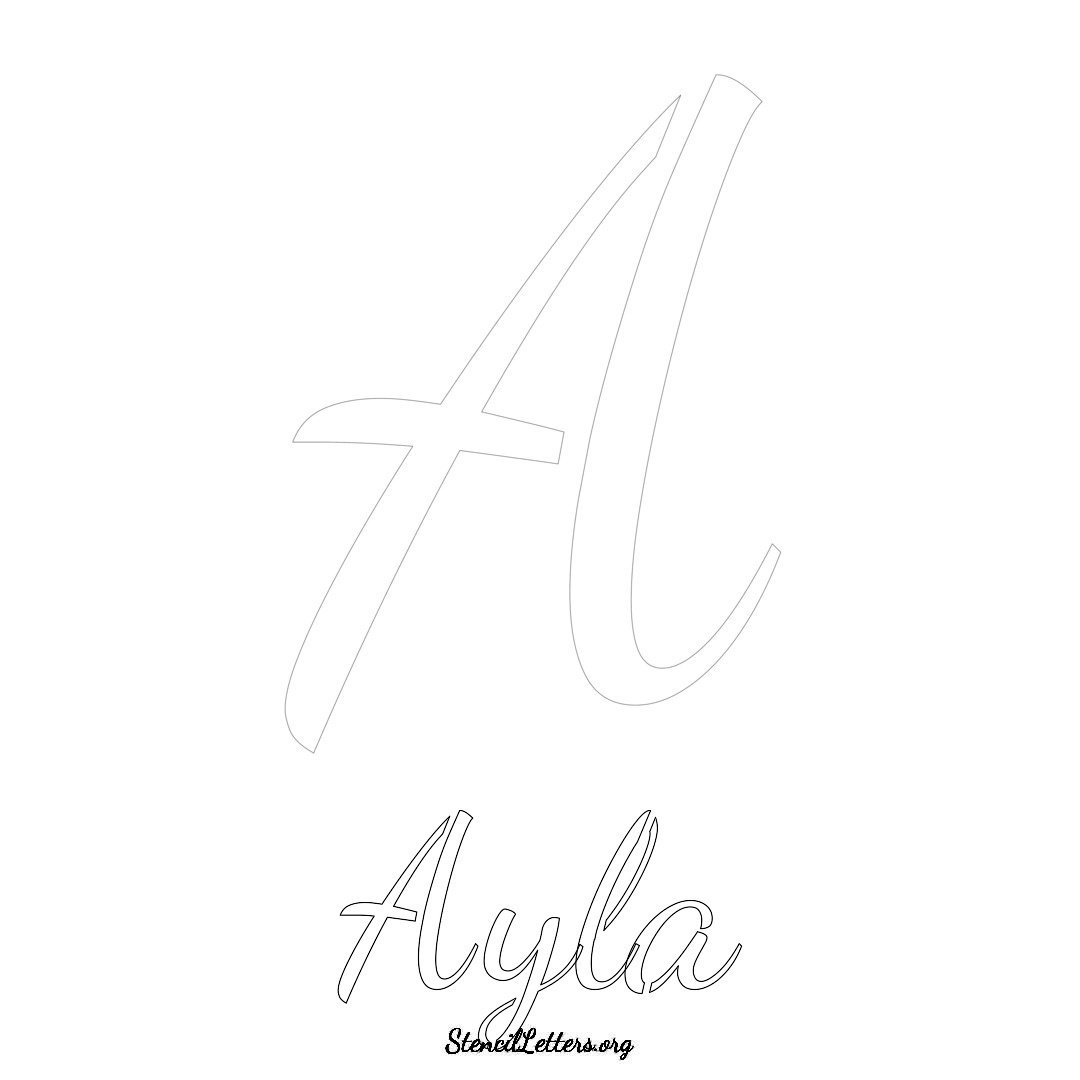 Ayla printable name initial stencil in Cursive Script Lettering