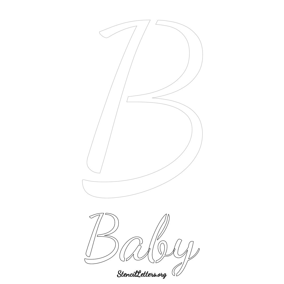 Baby printable name initial stencil in Cursive Script Lettering