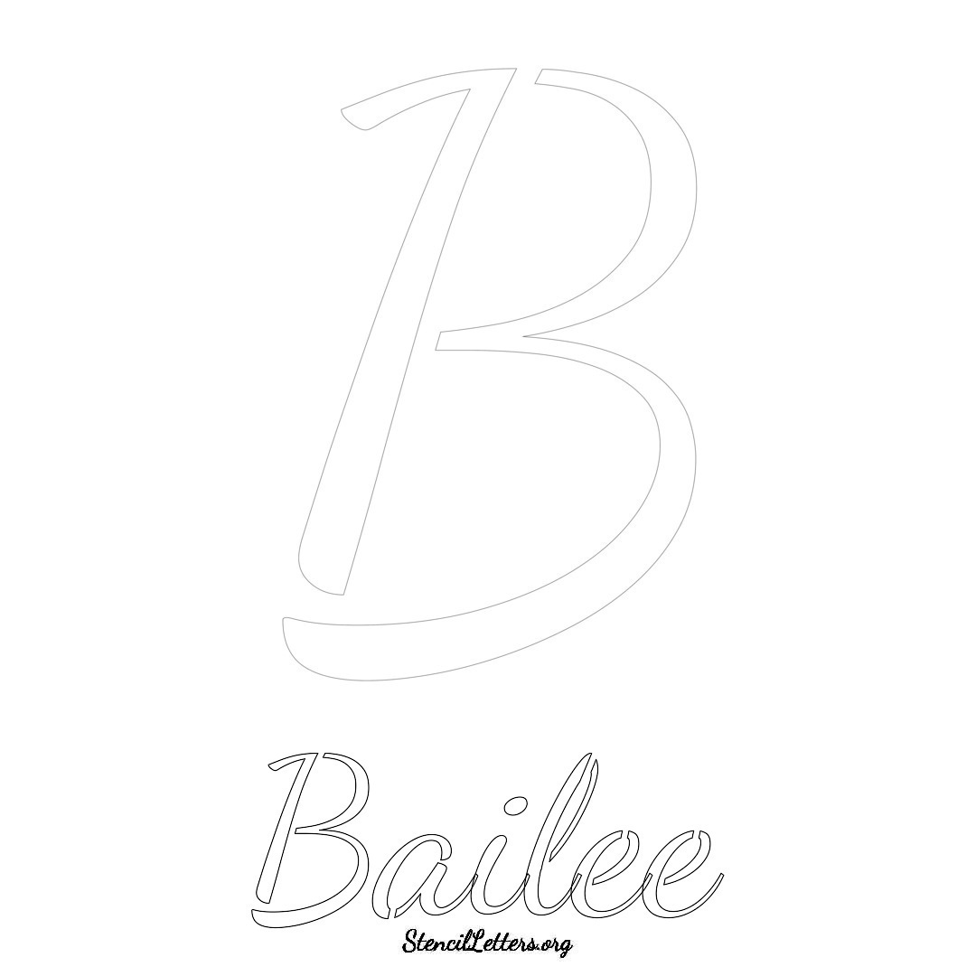 Bailee printable name initial stencil in Cursive Script Lettering