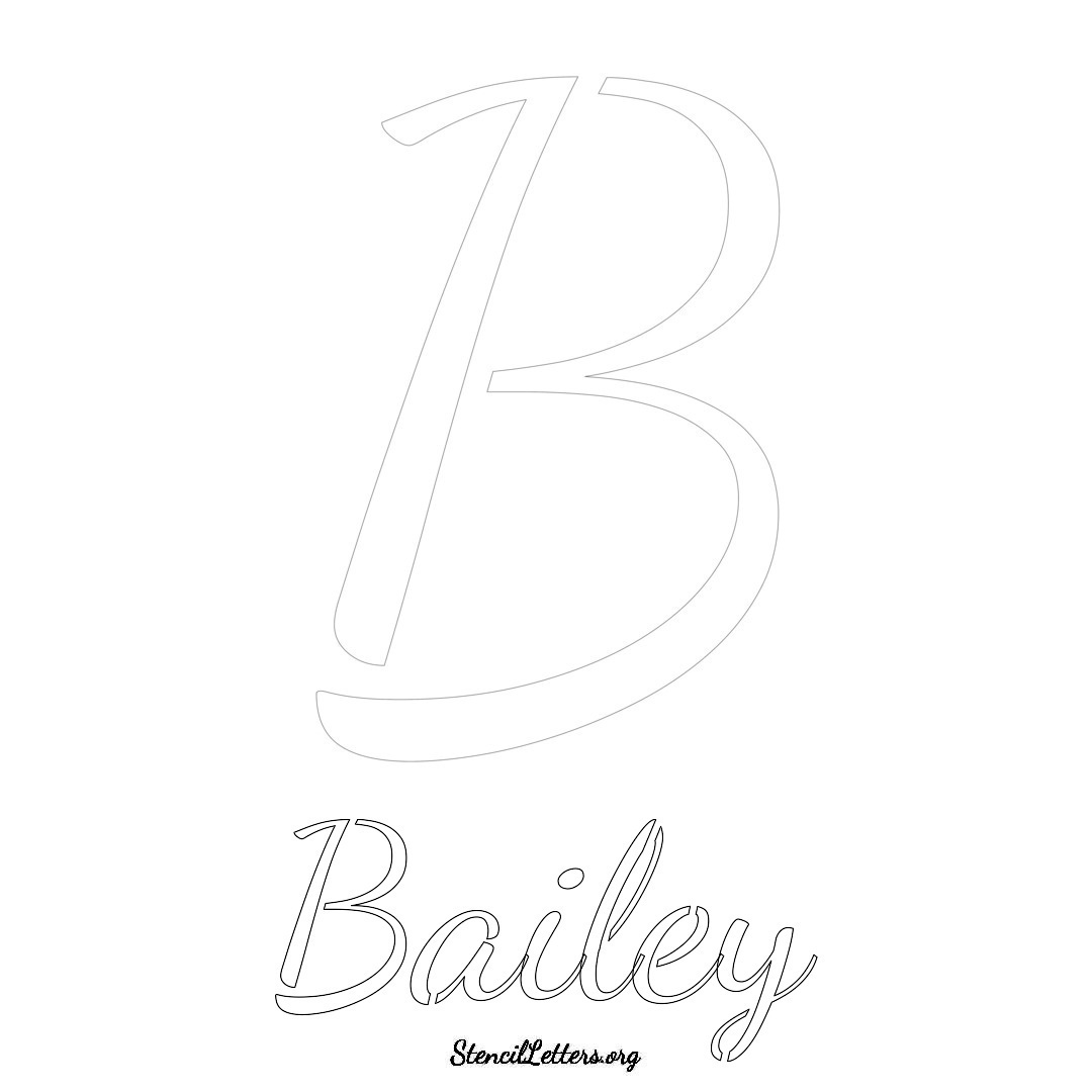 Bailey printable name initial stencil in Cursive Script Lettering