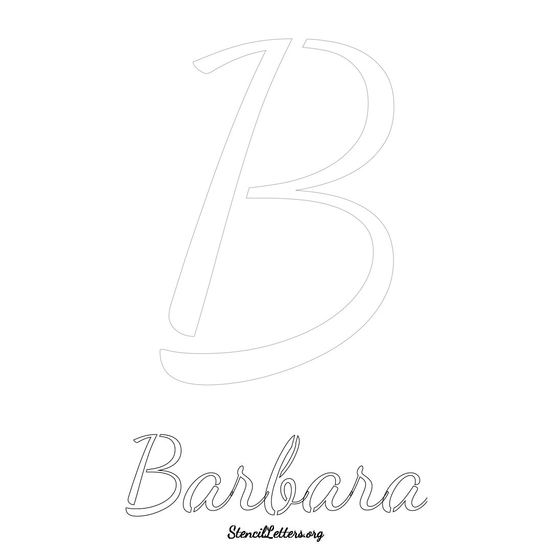 Barbara printable name initial stencil in Cursive Script Lettering