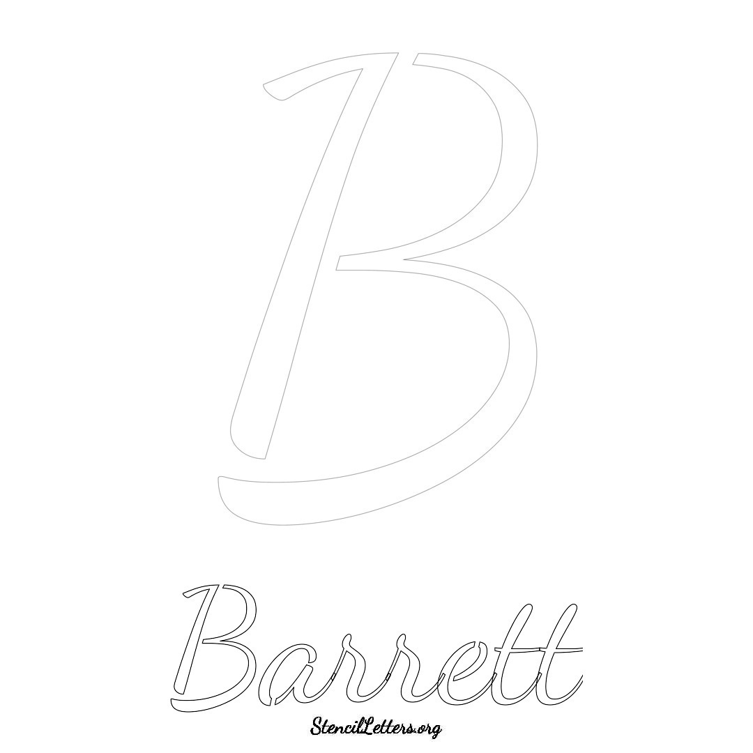 Barrett printable name initial stencil in Cursive Script Lettering