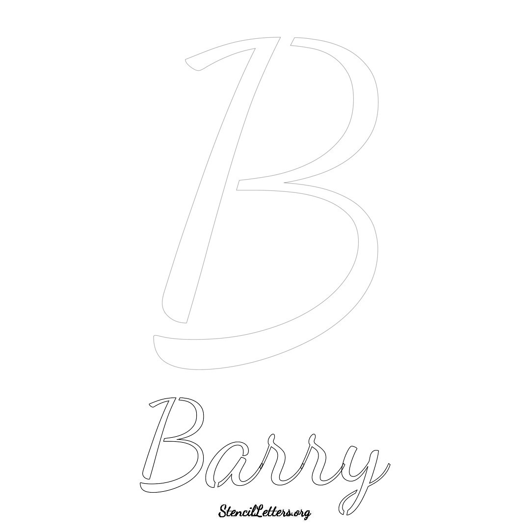 Barry printable name initial stencil in Cursive Script Lettering