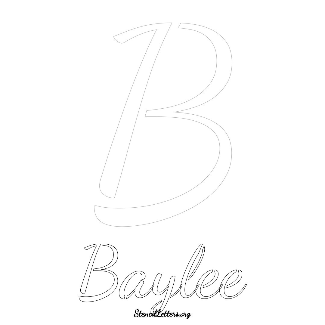 Baylee printable name initial stencil in Cursive Script Lettering