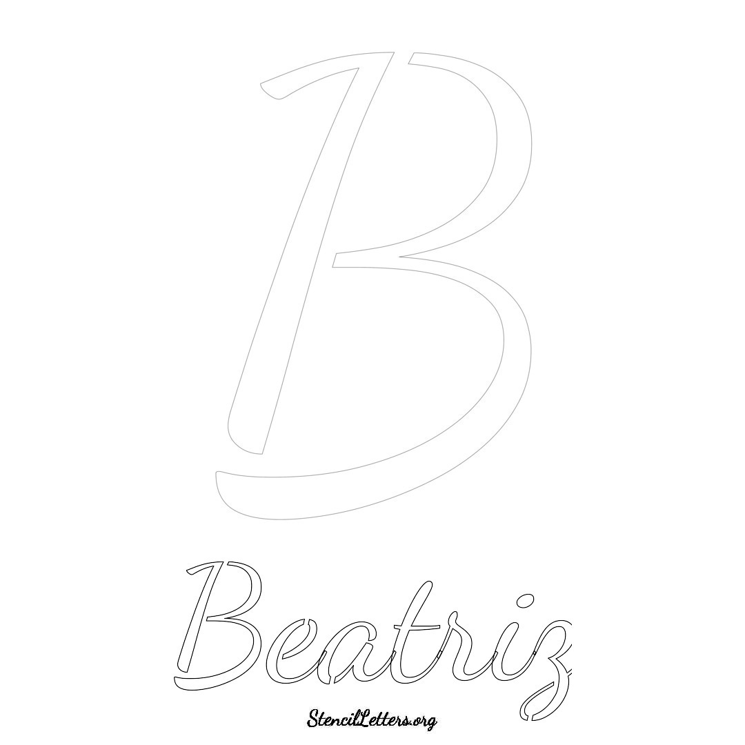 Beatriz printable name initial stencil in Cursive Script Lettering