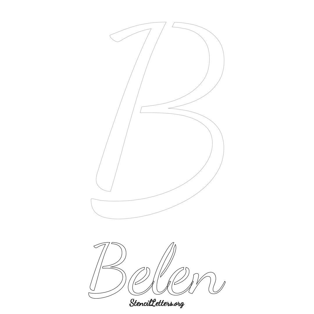 Belen printable name initial stencil in Cursive Script Lettering