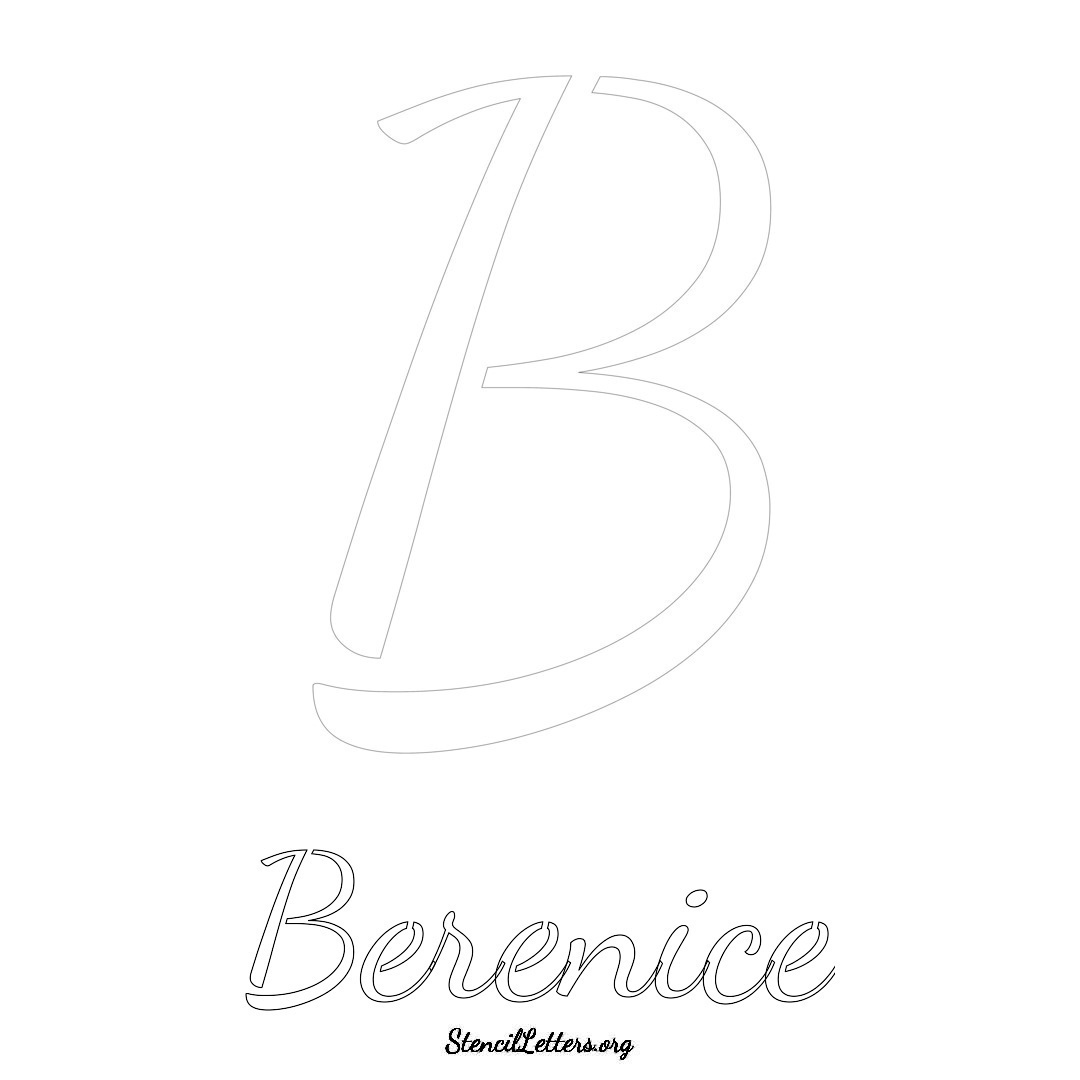 Berenice printable name initial stencil in Cursive Script Lettering