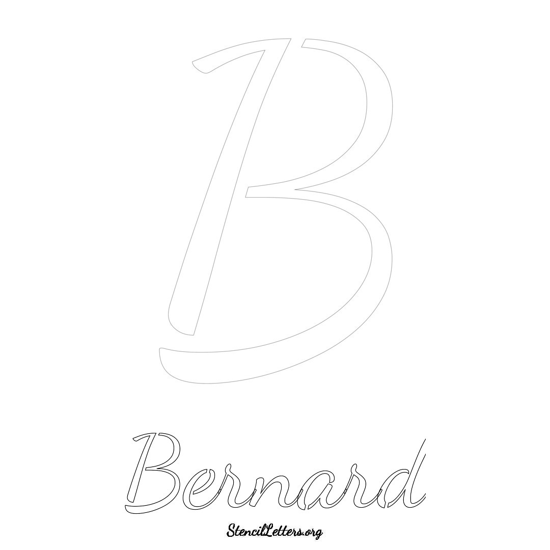 Bernard printable name initial stencil in Cursive Script Lettering